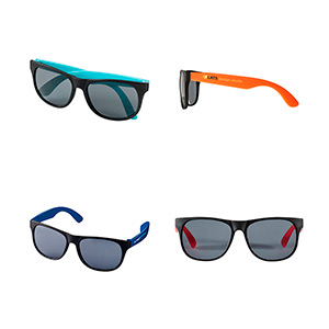 Voici des modèles de plusieurs couleurs pour des lunettes destinées à faire la publicité d'une entreprise ou d'un événement.