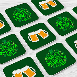 Pour la Saint-Patrick, personnalisez les sous-bocks de votre bar ou de votre pub.