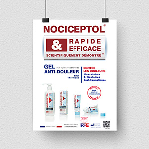 Impression d'affiches présentant les produits d'un laboratoire pharmaceutique.