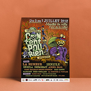 Exemple de flyer réalisé pour un festival dans les Yvelines à Mantes-la-Jolie.